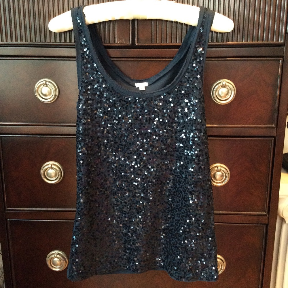J. Crew navy blue sequin tank - XS